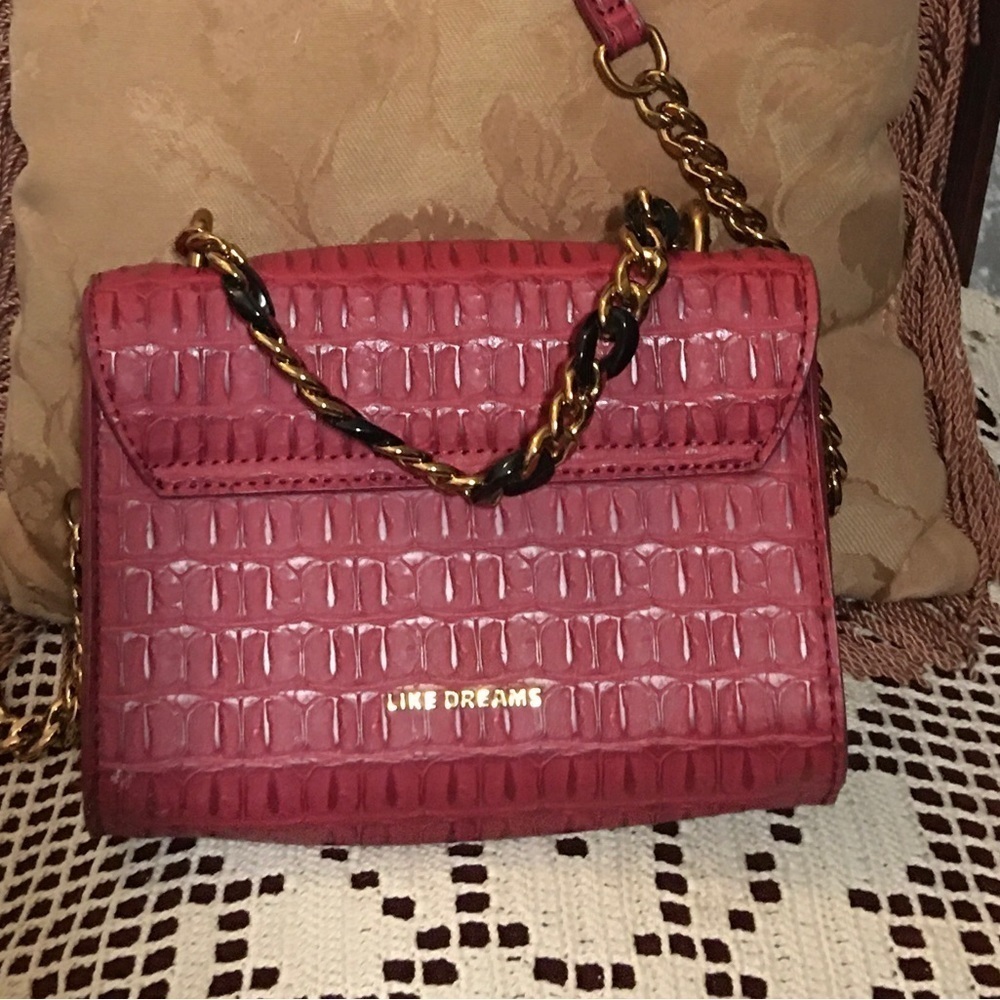 Like Dreams RED Small hand held and crossbody purse gold tone black hardware OS